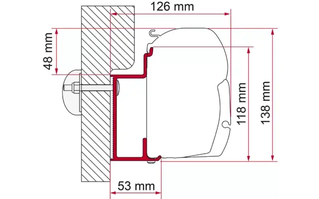 Adapter do Eura Mobil Karmann do markiz Fiamma F70/F45 długość 450 cm