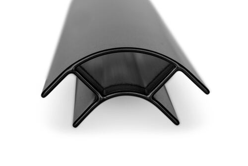 Czarny aluminiowy narożny profil łączący 90°, 220 cm wersja obě strany otevřené