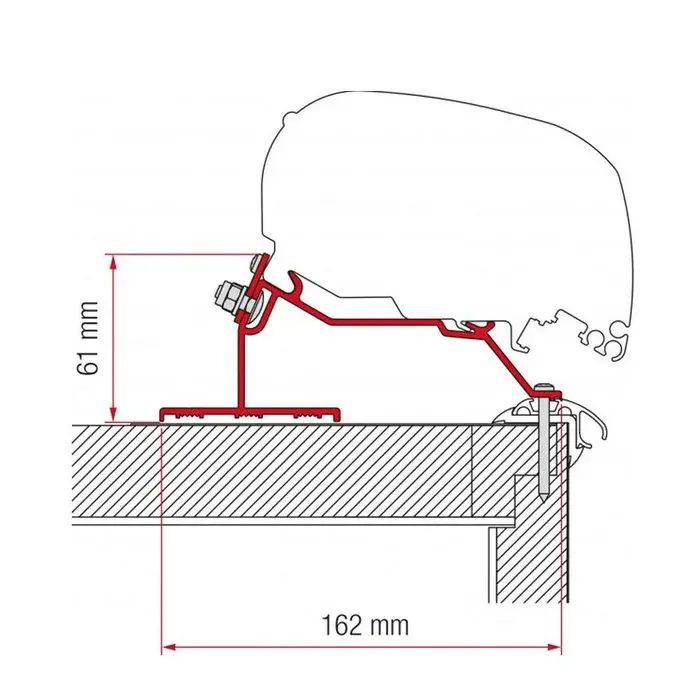Adapter na dach przyczepy kempingowej do markiz Fiamma F65/F80 długość 290 cm