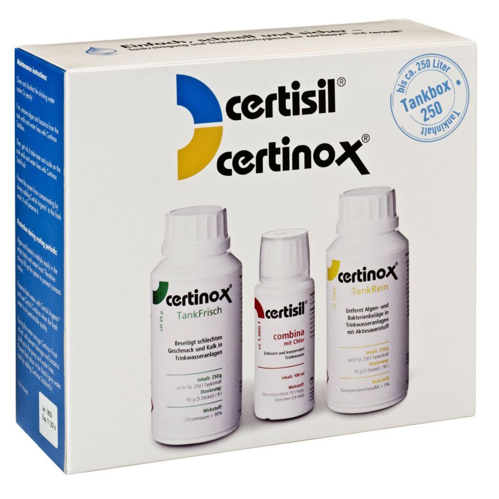 Zestaw do dezynfekcji i konserwacji wody Certisil Certibox 250 l
