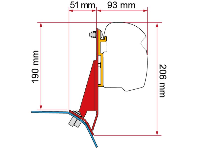 Zestaw adapterów Fiamma do Forda Custom V710/VW T7 do markiz F45/F43van